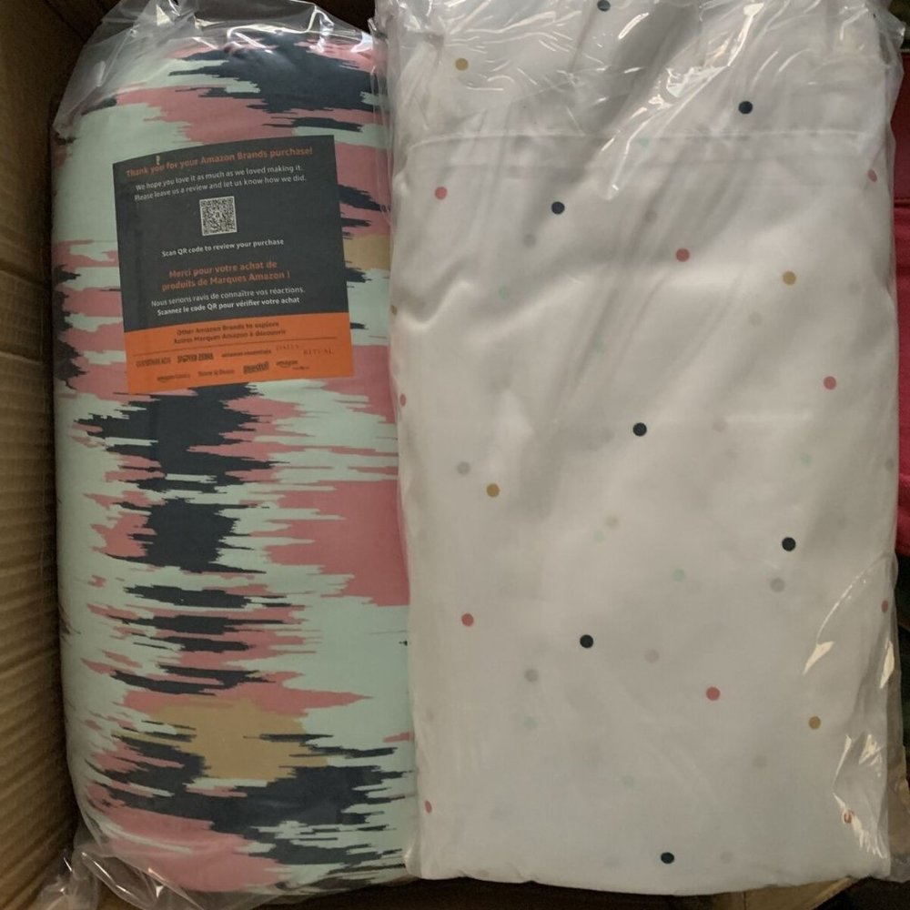 Lightweight Microfiber Bed-In-A-Bag Comforter Set Full/Queen Amazonbasics